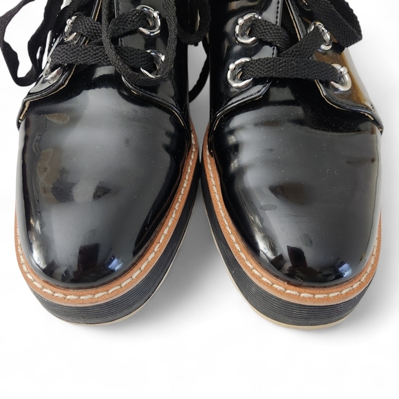 ZARA Black Patent Leather Platform Oxford Shoes EU 39 - Picture 5 of 10